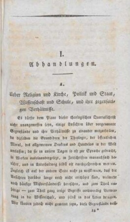 199-225 Ueber Religion und Kirche, Politik und Staat, Wissenschaft und Schule, und ihre gegenseitigen Verhältnisse