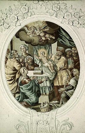 Deckenbild im Langhaus: Darbringung Christi im Tempel