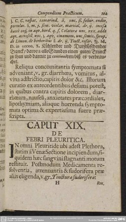 Caput XIX. De Febri Pleuritica