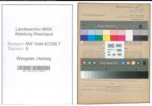Entnazifizierung Hedwig Wengeler , geb. 24.08.1892 (Geschaeftsinhaberin)