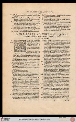 Venae portae ab universis quibus committitur partibus liberae characterum index