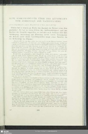 Alte Schriftsteller Über Das Aufstellen Und Anbringen Von Tafelbildern