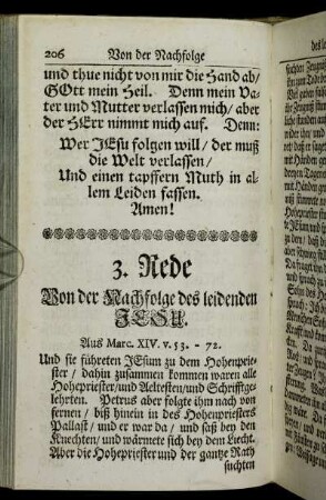 3. Rede Von der Nachfolge des leidenden Jesu.