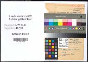 Entnazifizierung Heinz Cramer , geb. 16.02.1901 (Journalist)
