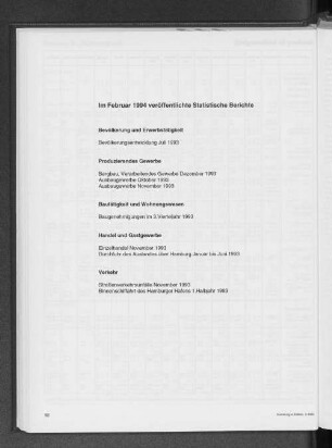 Im Februar 1994 veröffentlichte Statistische Berichte