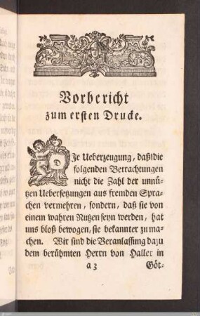 Vorbericht zum ersten Drucke.