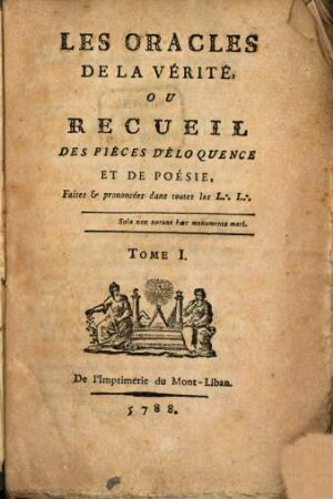 Les oracles de la verité, 1. (1788)