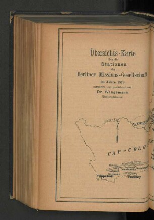 Übersichtskarte über die Stationen der Berliner Missisons-Gesellschaft im Jahre 1879