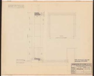Reichsluftfahrtministerium, Berlin: Fenstertürumrahmung V1 (6. OG): Schnitt, Ansicht, Grundriss 1:10