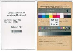Entnazifizierung Fritz Klaas , geb. 15.06.1883 (Steiger)