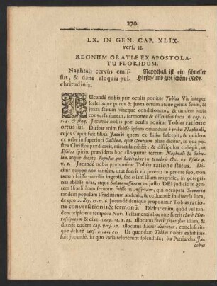 LX. In Gen. Cap. XLIX. vers. 21. Regnum Gratiae Ex Apostolatu Floridum.