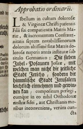 Approbatio ordinarii.