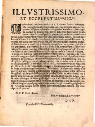 Cronichetta dell'origine, principio della chiesa della Madona de'Miracoli di Venetia