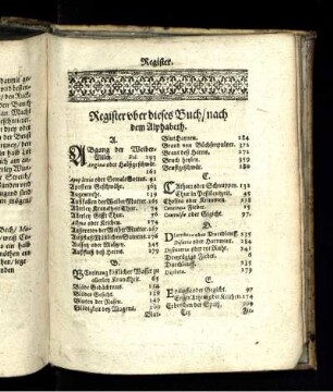 Register uber dieses Buch/ nach dem Alphabeth