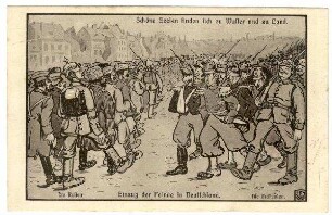 Kriegs-Karte Nr. 108: Einzug der Feinde in Deutschland (verboten, mit Zensurvermerk)