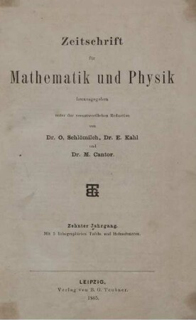 10: Zeitschrift für Mathematik und Physik
