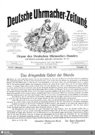 Das dringendste Gebot der Stunde