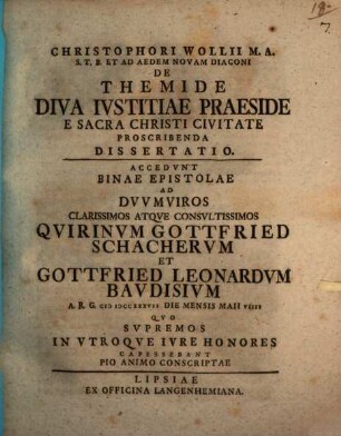 De Themide, diva iustitiae praeside, e sacra Christi civitate proscribenda diss.