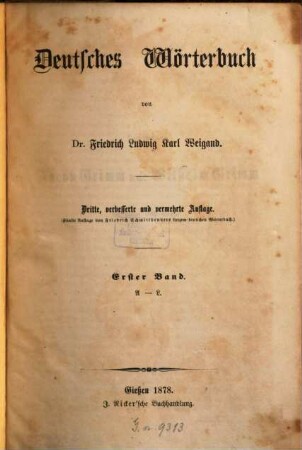 Deutsches Wörterbuch, 1. A - L