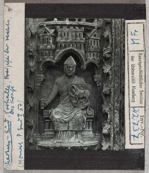Chartres, Kathedrale: Südquerhaus, Vorhalle, Pfeiler rechts, Allegorie der Kraft
