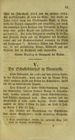 Die Schulbibliothek in Niemitzsch