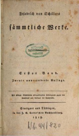 Friedrich von Schiller's sämmtliche Werke, 1