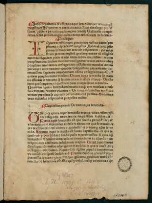 1r-1v, Capitulum primum. De tuna aqua benedicta.