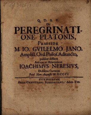 De Peregrinatione Platonis