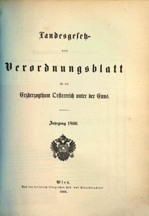 Landes-Gesetz- und Verordnungsblatt für Österreich unter der Enns. 1866, 1866