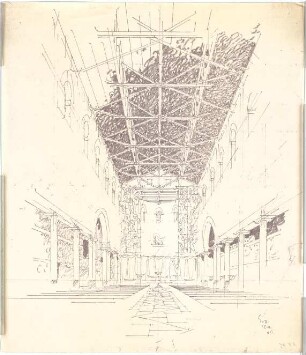 Döllgast, Hans; München; Basilika St. Bonifaz, Umplanung - Innenraum (Perspektive)