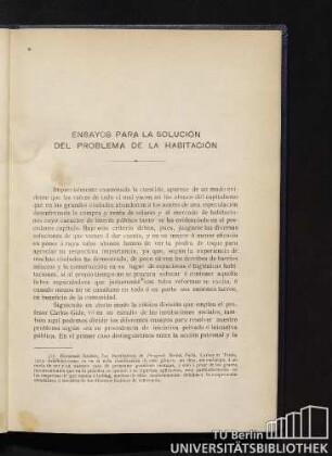 Ensayos para la solución del problema de la habitación