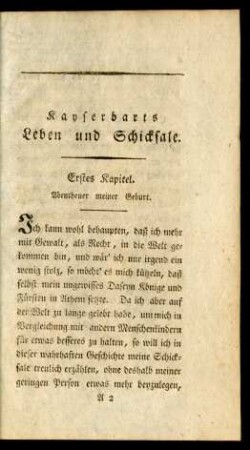 Erstes Kapitel. Abentheuer meiner Geburt.