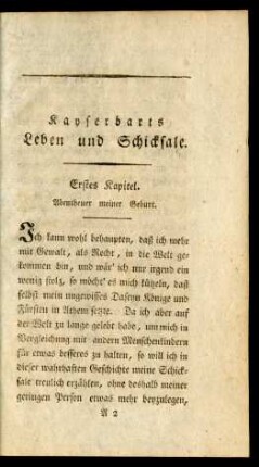 Erstes Kapitel. Abentheuer meiner Geburt.