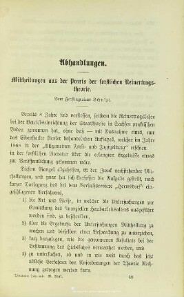 I.1. Mittheilungen aus der Praxis der forstlichen Reinertragstheorie