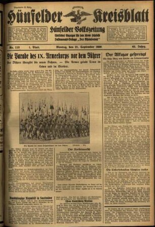 Erste Ausgabe vom Montag, den 21. September 1936.