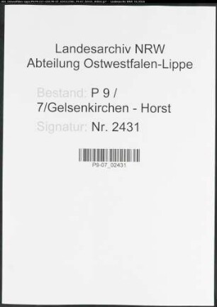 Sterberegister Standesamt Gelsenkirchen-Horst