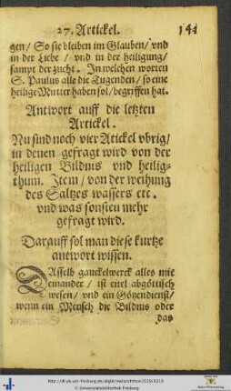 Auff die letzten Artickel
