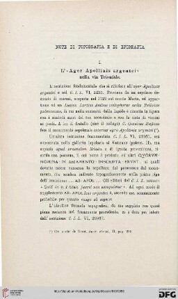 41: Note di topografia e di epigrafia
