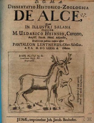 Dissertatio Historico-Zoologica De Alce