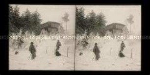 Drei Wanderer im Schnee, Zittauer Gebirge