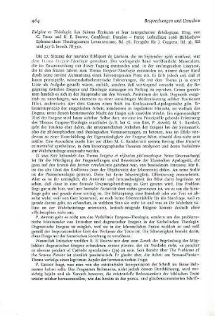 464-465 [Rezension] Exégèse et théologie