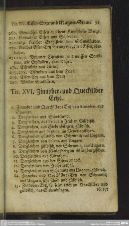 Tit. XVI. Zinnober- und Quecksilber Ertze