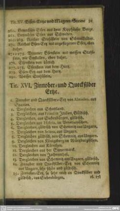 Tit. XVI. Zinnober- und Quecksilber Ertze