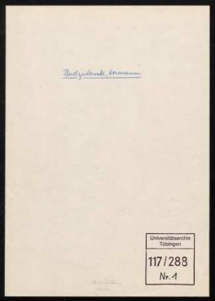 Akademisches Rektoramt. Entziehungen der Doktorgrade : Hermann Budzislawski (1901-1978)