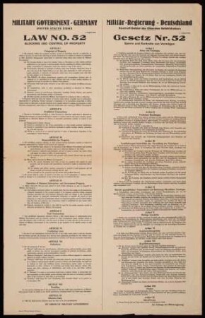 "Gesetz Nr. 52, Sperre und Kontrolle von Vermögen"