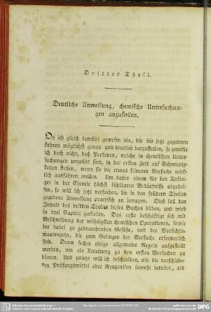 Dritter Theil. Deutliche Anweisung, chemische Untersuchungen anzustellen