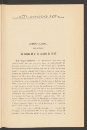 Discurso pronunciado na sessão de 9 de outubro de 1923