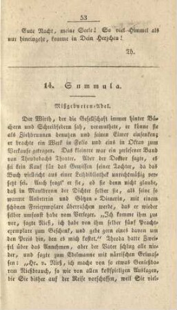 14. Summula. Mißgeburten-Adel