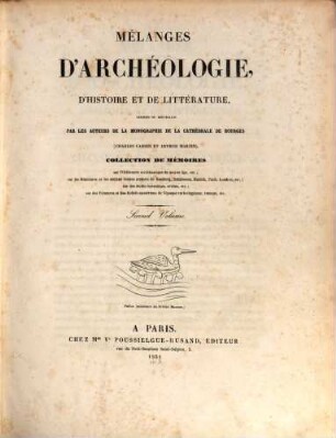 Mélanges d'archéologie, d'histoire et de litterature, 2. 1851, Livr. 1 - 8