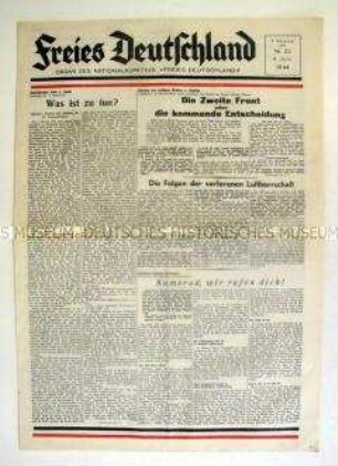 Wochenzeitung des NKFD "Freies Deutschland" überwiegend zum Kriegsverlauf an der Ostfront